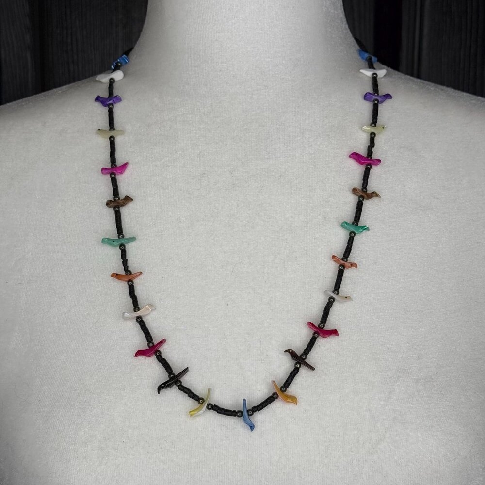 Vintage Zuni Indian Fetish Bird Birds Multicolor Single Strand Turquoise‎ Agate